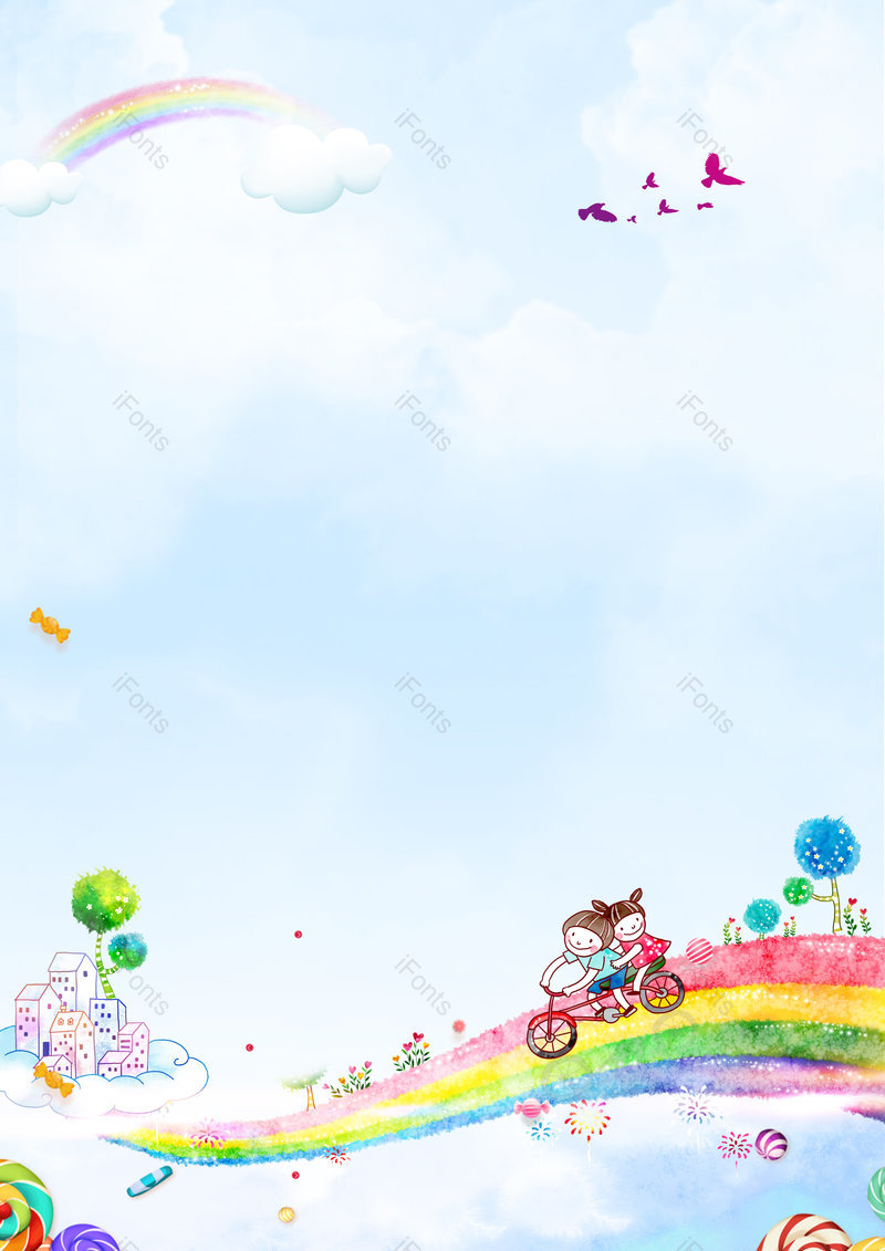 快乐六一儿童节云上彩虹儿童糖果创意背景,插画/手绘图,插画/手绘图库,插画/手绘图下载,插画/手绘